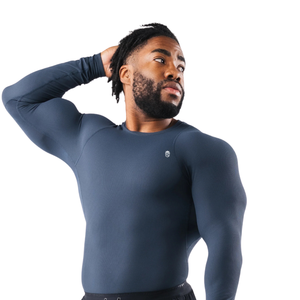 T-shirt de compression à manches longues pour homme, coupe ajustée, soutien musculaire, haut de performance pour la musculation et l'entraînement en salle de sport - Product Image 4