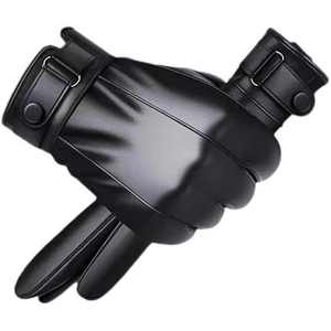 Gants en cuir pour hommes avec design matelassé et doublure en polaire chaude pour la conduite hivernale et les occasions décontractées - Product Image 1