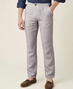 Pantalon long droit simple et décontracté en lin blanc de haute qualité pour homme – Collection été tendance - Product Image 1