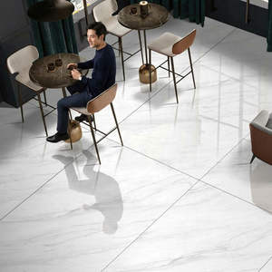 Carreaux de sol en porcelaine pleine masse effet marbre brillant Carrara Supremo Blanc 1600x3200mm pour chambre, aménagement paysager, extérieur, salle à manger, sous-sol - Product Image 2