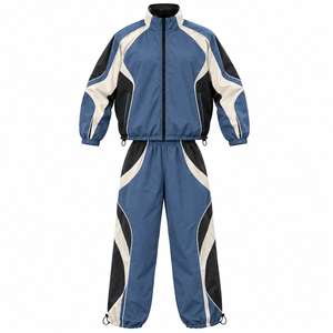 Ensemble complet de survêtements streetwear pour hommes avec capuche unie en polyester/nylon pour les détaillants de vêtements de sport en gros - Product Image 1