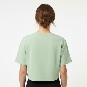 Custom Logo Women Crew Neck <b>Crop</b> <b>Top</b> T-Shirt Short Sleeve Boxy Fit Jersey Cotton Streetwear Wholesale T-Shirt OEM Service - Product Image 3