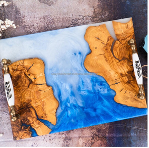 Venta caliente Tamaño personalizado Madera de acacia y resina Bandeja para servir Estilo de Ángel hecho a mano único Venta caliente - Product Image 3