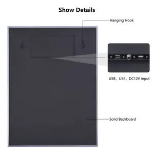 Haocrown Bathroom Mirror With Tri-Color Adjustable LED Lights 21.5-Inch Full Touchscreen Waterproof Shower Demist Smart Tv