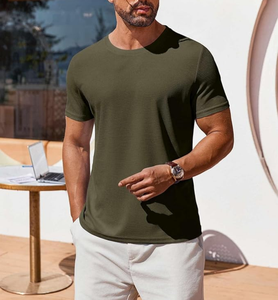 Camiseta de Hombre, Corte Regular, Cuello Redondo, Informal, Verano, Clásica, Básica, Lisa, 100% Algodón, 160 GSM, Directo de Fábrica, OEM, Venta al Por Mayor - Product Image 5