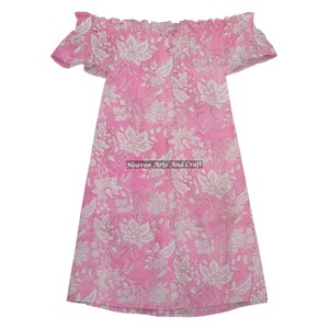 Robe Courte Sexy et Mignonne en Coton à Imprimé Blocs Faits Main, Taille Standard, Épaules Dénudées pour Femme – Meilleure Vente Décontractée - Product Image 1