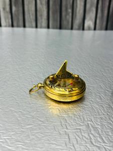 OLD WORLD TREASURE HANDICRAFTS BC-001 2'' Push Button Sundial Brass Compass with Leather Case Handmade Durable Promotional <b>Gift</b> - Product Image 3