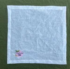 Servilletas de lino hechas a mano con bordado, tela reutilizable para decoración de mesas de boda, juego de tela sostenible para comedor. - Product Image 4