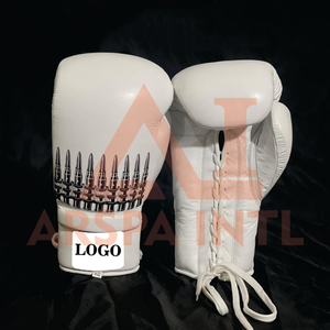 Gants de boxe d'entraînement de qualité supérieure fabriqués sur mesure en usine, avec logo personnalisé imprimé, gants de boxe blancs style Winning - Product Image 1