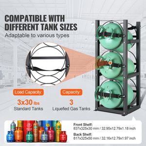 Estante para Tanques de Refrigerante para 3 Botellas de 30 lb, 12.79x12.99x33.07 pulgadas, Estante para Cilindros para Equipos de Refrigeración a Gas - Product Image 4