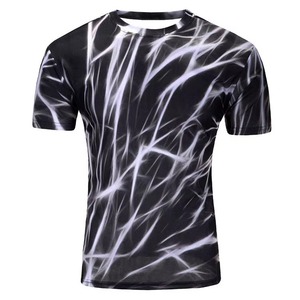 T-shirts pour hommes à motif lettres imprimé numériquement sur mesure, 100 % coton/polyester, respirants, écologiques, collection décontractée d'été - Product Image 1