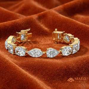 Gold Pear Shape Bezel Moissanite Tennis <b>Bracelet</b> Secure Clasp Daily Wear Fashion Jewelry Gift For Women And <b>Men</b> Sparkle Comfort - Product Image 3