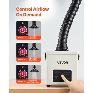 Estrattore di Fumi per Saldatura Compatto da 180 M3/h con Forte Aspirazione, Flusso d'Aria a 3 Livelli, Filtrazione a 3 Stadi, Efficiente per Fumo di Saldatura - Product Image 4