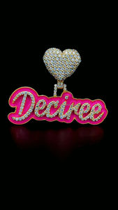 Pendentif lettre en diamant VVS Moissanite émail personnalisé Pendentif lettre nom en argent sterling 925 émail rose glacé Moissanite - Product Image 4