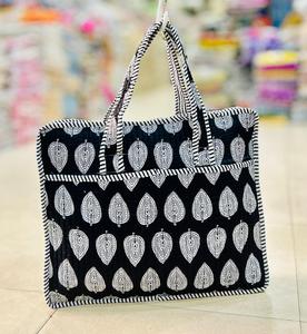 Bolso Tote Acolchado Floral para Mujer, Bolso de Hombro de Algodón, Bolso de Mano Abierto para Viajes Diarios - Product Image 1