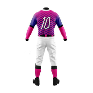 Ensemble de maillots de baseball pour hommes, rayé rose et violet, manches longues, évacuation de l'humidité, coupe régulière, vêtements de sport toutes saisons - Product Image 2