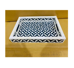 Bandeja con incrustaciones de hueso de diseño moderno, precio directo de fábrica, bandeja de incrustaciones de hueso indio de lujo y alta calidad, hecha a mano. - Product Image 1