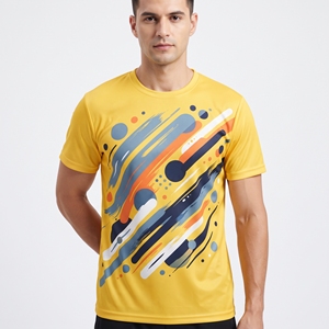 Camiseta Deportiva Personalizada para Hombre, Multicolor, con Estampado Gráfico por Sublimación, Cuello Redondo, de Algodón y Poliéster, para Entrenamiento - Product Image 1
