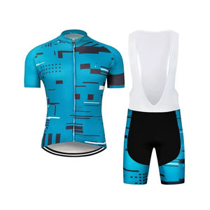 Ensemble maillot et short de cyclisme pour homme, bleu avec accents noirs, respirant, polyester, design sans couture, pour adultes - Product Image 1