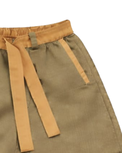 Conjunto de Top sin Mangas y Pantalones Cortos en Color Caqui y Naranja con Contraste para Hombre, Atuendo Casual de Verano, Cintura con Cordón Ajustable, Mezcla de Algodón Transpirable, Ajuste Cómodo - Product Image 6