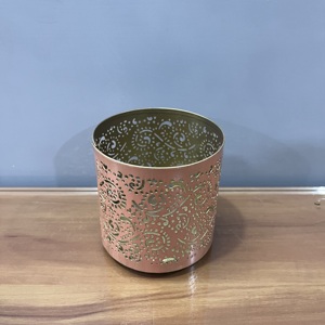 Support de bougie cylindrique en fer avec motif floral gravé, résistant à la chaleur, moderne, de haute qualité, décoration d'intérieur - Product Image 2