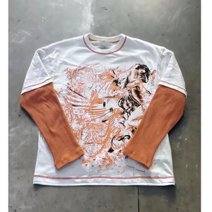 เสื้อยืดแขนยาวสองชั้นสำหรับผู้ชายผ้าฝ้าย100% ดีไซน์ล่าสุด - Product Image 1