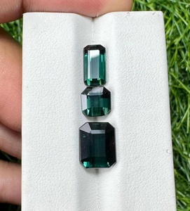 Turmalina verde profunda natural, piedras preciosas sueltas de corte octogonal largo tipo tijera para la fabricación de joyas, alta calidad - Product Image 3