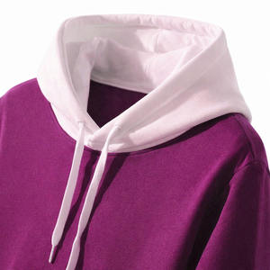 Sudadera con Capucha Color Block Morado Unisex Oversize Casual de Otoño con Bolsillo de Poliéster Tejido - Product Image 2