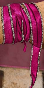100% Pure Tissue Silk <b>Ribbon</b> with Metallic <b>Silver</b> Edge Hot Pink for Jewelry & Fashion Crafts Bag Packaging - Product Image 5