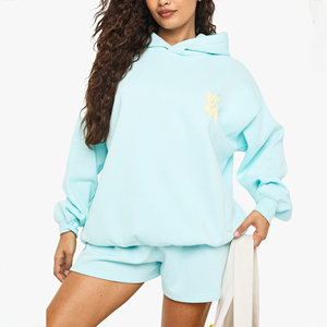 Ensemble de survêtement personnalisé DTF pour femme, en polyester et coton, style streetwear décontracté, impression personnalisée, OEM, ensemble deux pièces assorti pour la détente - Product Image 2