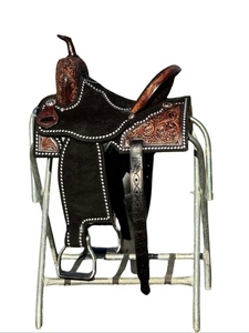 Square <b>Skirt</b> <b>Tooled</b> White Buckstitch Leather Horse Saddle Portable Western Riding Horse Saddle Western Saddles for Horses - Product Image 3