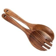 Luxury Wooden Salad Serving Set with Rustic Finish for Elegant Buffet and Party Presentation - Product Image 2