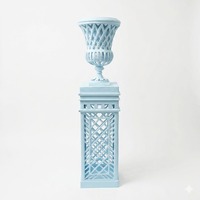 Support d'urne de jardin en métal finition cuivre antique avec motif en treillis, jardinière classique d'extérieur pour plantes domestiques et décoration de sol