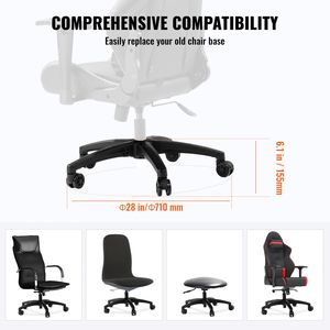 Base di Ricambio Universale per Sedia da Ufficio Resistente da 28 Pollici, Capacità di Carico Statico 2500 Libbre, Rotelle per Sedia da Scrivania - Product Image 5