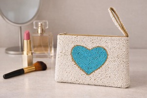 Monedero de cuentas hecho a mano con flecos de plata y turquesa, bordado con cuentas de semillas, bolsa con cremallera, estilo bohemio, moda occidental, lujo - Product Image 3