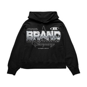 เสื้อฮู้ดดี้ผู้ชายทรงโอเวอร์ไซส์ ป้องกันการหดตัว พิมพ์ลายกราฟิก สไตล์สตรีทแวร์ สีดำ ผ้าฝ้ายฟลีซ 350 GSM ดีไซน์กระเป๋าเสื้อ ทรงพอดีตัวสำหรับฤดูใบไม้ร่วง - Product Image 2