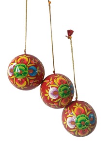 Boules de Noël en papier mâché faites à la main, décorations florales suspendues, écologiques, décorations festives pour la maison - Product Image 3