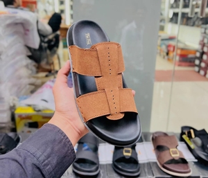 Sandalias Planas de Cuero Genuino para Hombre Fox, Punta Abierta, Cierre de Hebilla, Correa Delantera/Trasera Transpirable, Suela de Goma Antideslizante, Moda de Verano - Product Image 2