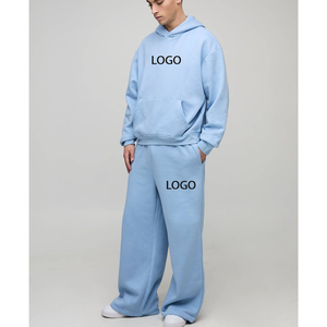 Ensemble de survêtement personnalisé pour homme avec impression 3D en relief, pantalon large en molleton épais, faible MOQ, vente en gros - Product Image 4