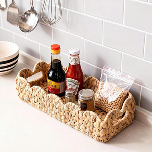 Bandeja de Jacinto de Agua Tejida a Mano, Plato Decorativo Rectangular Natural, Utensilios de Cocina para Servir o Exhibir - Product Image 5