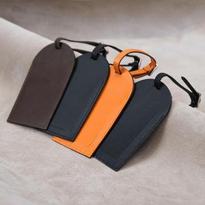 Personalized Genuine Leather Luggage <b>Tags</b> Custom Logo Travel Bag Labels Privacy Shield <b>Suitcase</b> <b>Tags</b> Gold LMP-0254 - Product Image 1