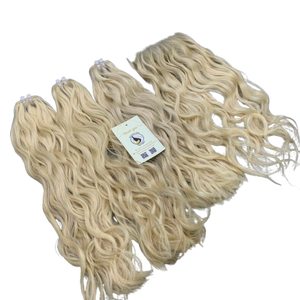 ผมต่อคุณภาพสูงแบบเวฟสีบลอนด์  แบบมัด  ผมแท้ธรรมชาติ  พร้อมเชือกผูกแบบ Swiss Lace 5x5 HD Closure  ผมแท้จากเวียดนาม - Product Image 1