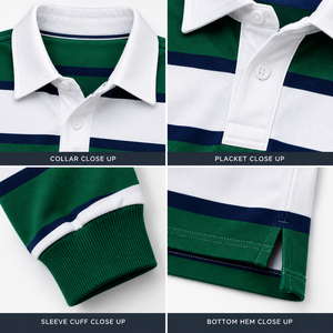 เสื้อโปโลรักบี้ลายทางแขนยาวสำหรับผู้ชาย เสื้อรักบี้คลาสสิกสไตล์ลำลอง เสื้อกีฬาลายทางสำหรับผู้ชาย - Product Image 4