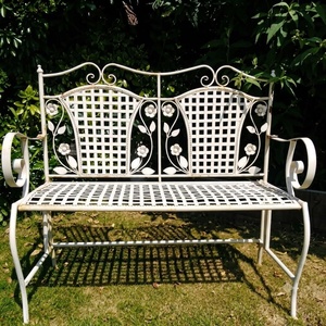 Weatherproof Powder Coated Wrought Iron European Design Park <b>Bench</b> Custom Hand Forged <b>Metal</b> <b>Garden</b> Long Chair 2-Seater - Product Image 4