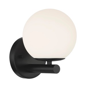 Minimalist Round <b>Wall</b> <b>Sconce</b> With Black Metal Base And White Globe Shade - Product Image 5