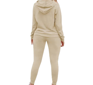 Casual Solid Color With Logo Women's Streetwear Tracksuit Set 100% Cotton Breathable Training Jogger Full Customization - Product Image 4
