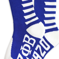 Chaussettes Zeta Phi Beta bleu roi et blanc avec lettres grecques, vêtements de sororité 1920, chaussettes confortables en tricot pour tous les jours