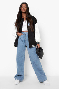 Nouvelle arrivée : veste bomber oversize noire personnalisée pour femmes, veste de baseball pour femmes - Product Image 2