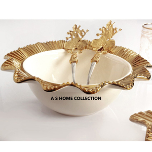 Tazón Decorativo de Lujo con Borde Dorado para Bodas, Fiestas y Eventos, con Tenedor, Alta Demanda, Venta al Por Mayor - Product Image 1