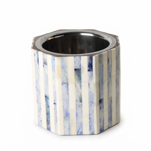Mother of Pearl <b>Ice</b> <b>Bucket</b> Stainless Steel Double Wall Wine Chiller Blue and White Striped Bone Inlay Champagne <b>Bucket</b> <b>for</b> <b>Sale</b> - Product Image 1